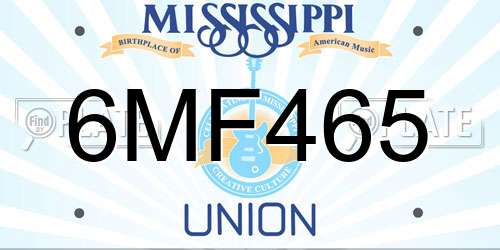 6MF465 Mississippi License Plate