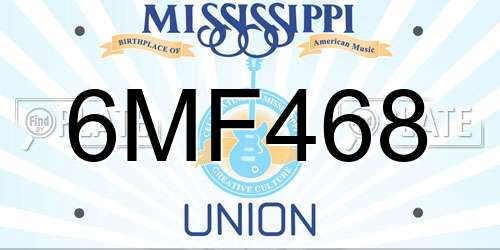 6MF468 Mississippi License Plate