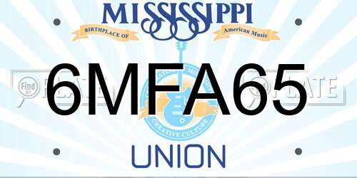 6MFA65 Mississippi License Plate