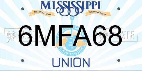 6MFA68 Mississippi License Plate
