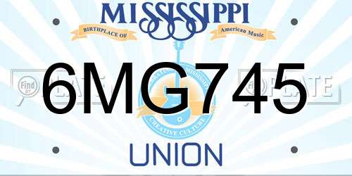 6MG745 Mississippi License Plate