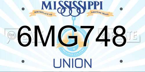 6MG748 Mississippi License Plate