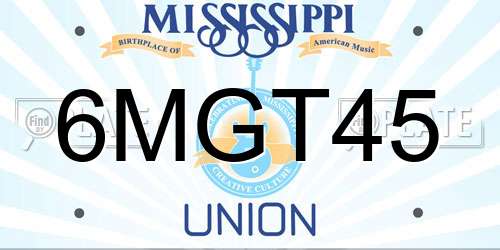 6MGT45 Mississippi License Plate