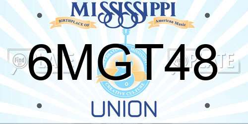 6MGT48 Mississippi License Plate