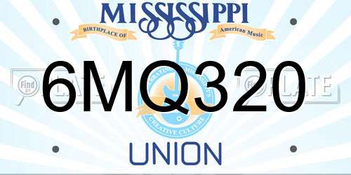 6MQ320 Mississippi License Plate