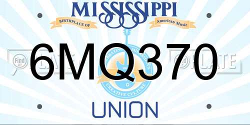 6MQ370 Mississippi License Plate