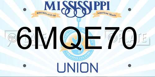 6MQE70 Mississippi License Plate