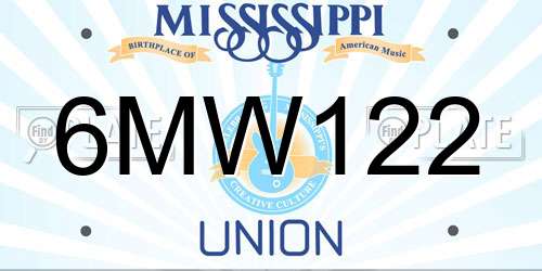 6MW122 Mississippi License Plate
