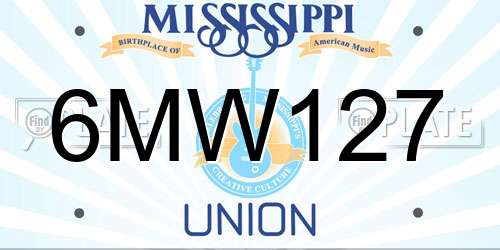 6MW127 Mississippi License Plate