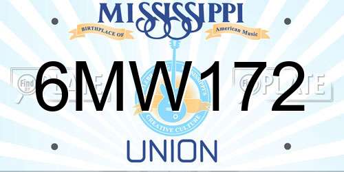 6MW172 Mississippi License Plate