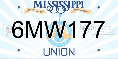 6MW177 Mississippi License Plate