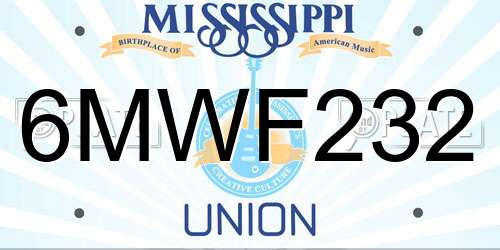 6MWF232 Mississippi License Plate