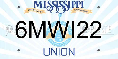 6MWI22 Mississippi License Plate