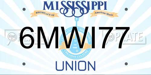 6MWI77 Mississippi License Plate