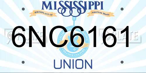 6NC6161 Mississippi License Plate