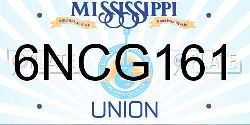6NCG161 Mississippi License Plate