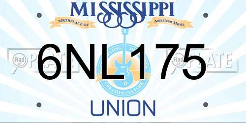 6NL175 Mississippi License Plate