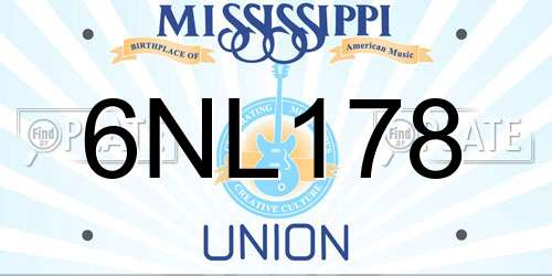 6NL178 Mississippi License Plate