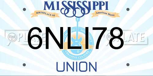 6NLI78 Mississippi License Plate