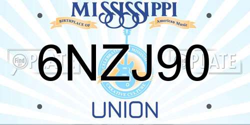 6NZJ90 Mississippi License Plate