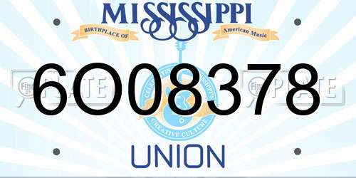 6O08378 Mississippi License Plate