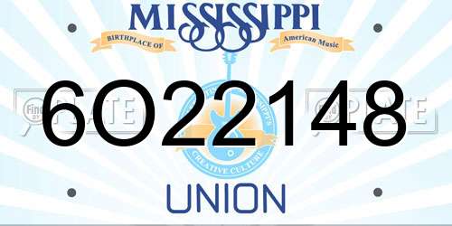 6O22148 Mississippi License Plate