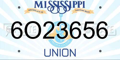6O23656 Mississippi License Plate