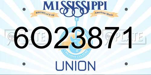 6O23871 Mississippi License Plate