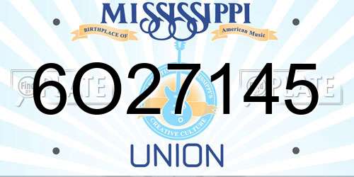 6O27145 Mississippi License Plate
