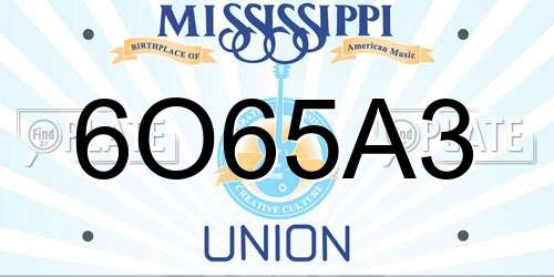 6O65A3 Mississippi License Plate