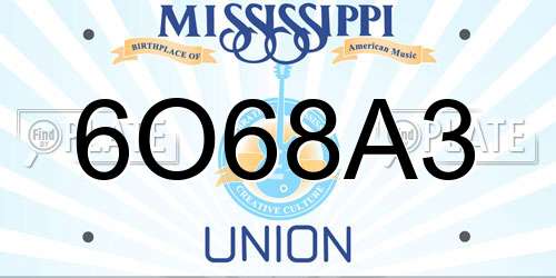 6O68A3 Mississippi License Plate