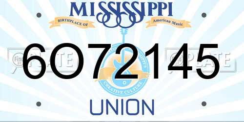 6O72145 Mississippi License Plate
