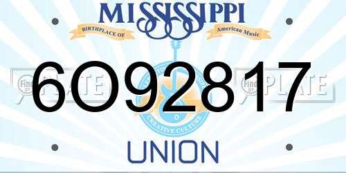 6O92817 Mississippi License Plate