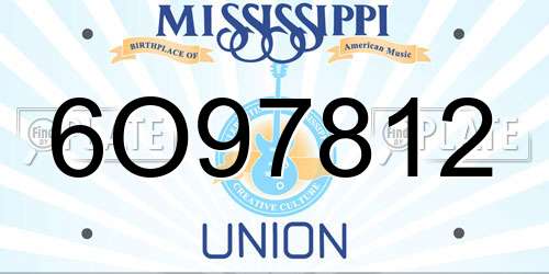 6O97812 Mississippi License Plate