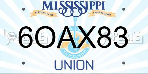 6OAX83 Mississippi License Plate