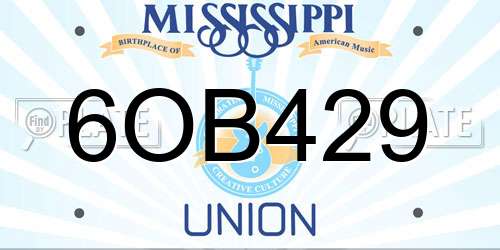 6OB429 Mississippi License Plate