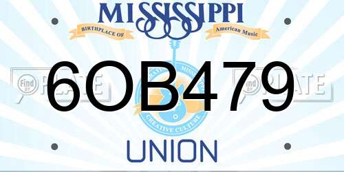 6OB479 Mississippi License Plate