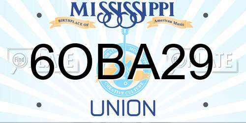 6OBA29 Mississippi License Plate