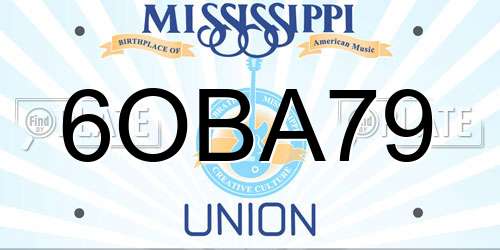 6OBA79 Mississippi License Plate