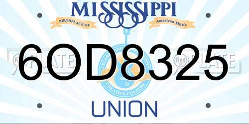 6OD8325 Mississippi License Plate
