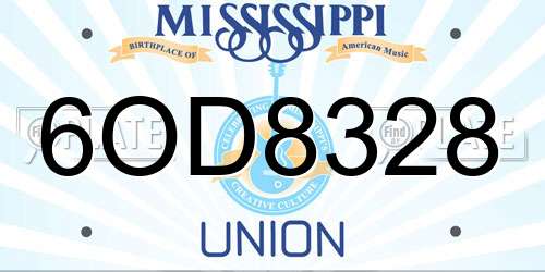 6OD8328 Mississippi License Plate