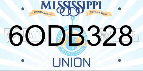 6ODB328 Mississippi License Plate