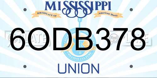 6ODB378 Mississippi License Plate