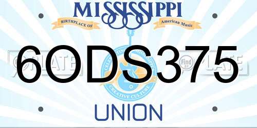 6ODS375 Mississippi License Plate