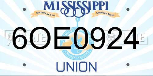 6OE0924 Mississippi License Plate