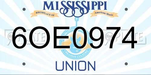 6OE0974 Mississippi License Plate