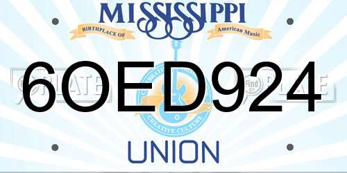 6OED924 Mississippi License Plate
