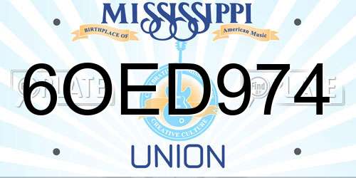 6OED974 Mississippi License Plate