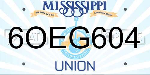 6OEG604 Mississippi License Plate