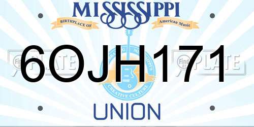6OJH171 Mississippi License Plate